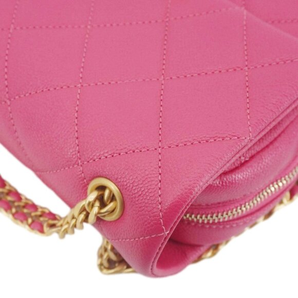 Chanel  Multi Chain Quilted Caviar Leather Backpack Pink